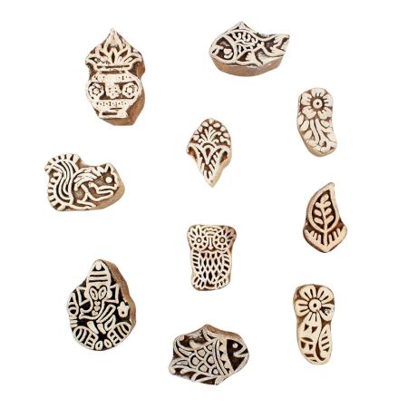 Set of 10 Piece New Mix Wooden Printing Block